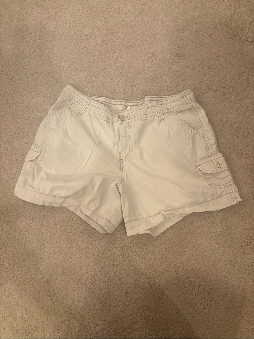 Sonoma Light Beige Khaki Women's Cotton Blend Cargo Shorts with Side Pockets